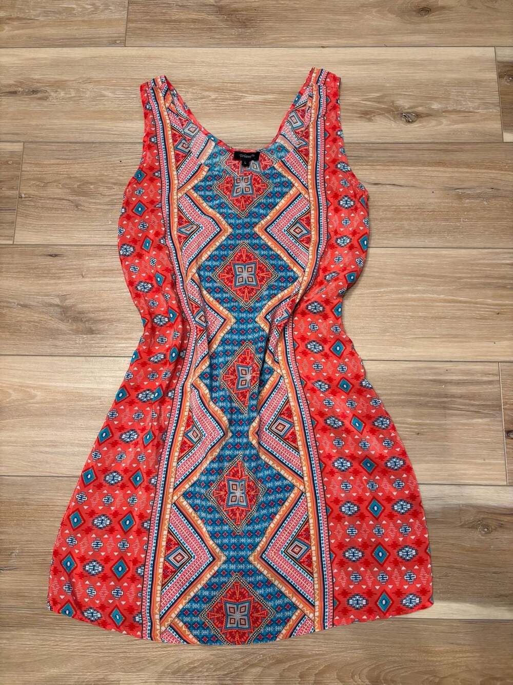 Tolani Silk Geometric Print Tank Mini Dress Size L